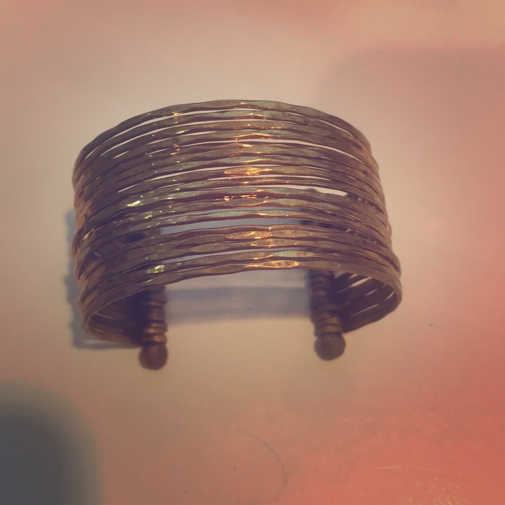 ZAD Multi-Row Hammered Gold Cuff Bracelet